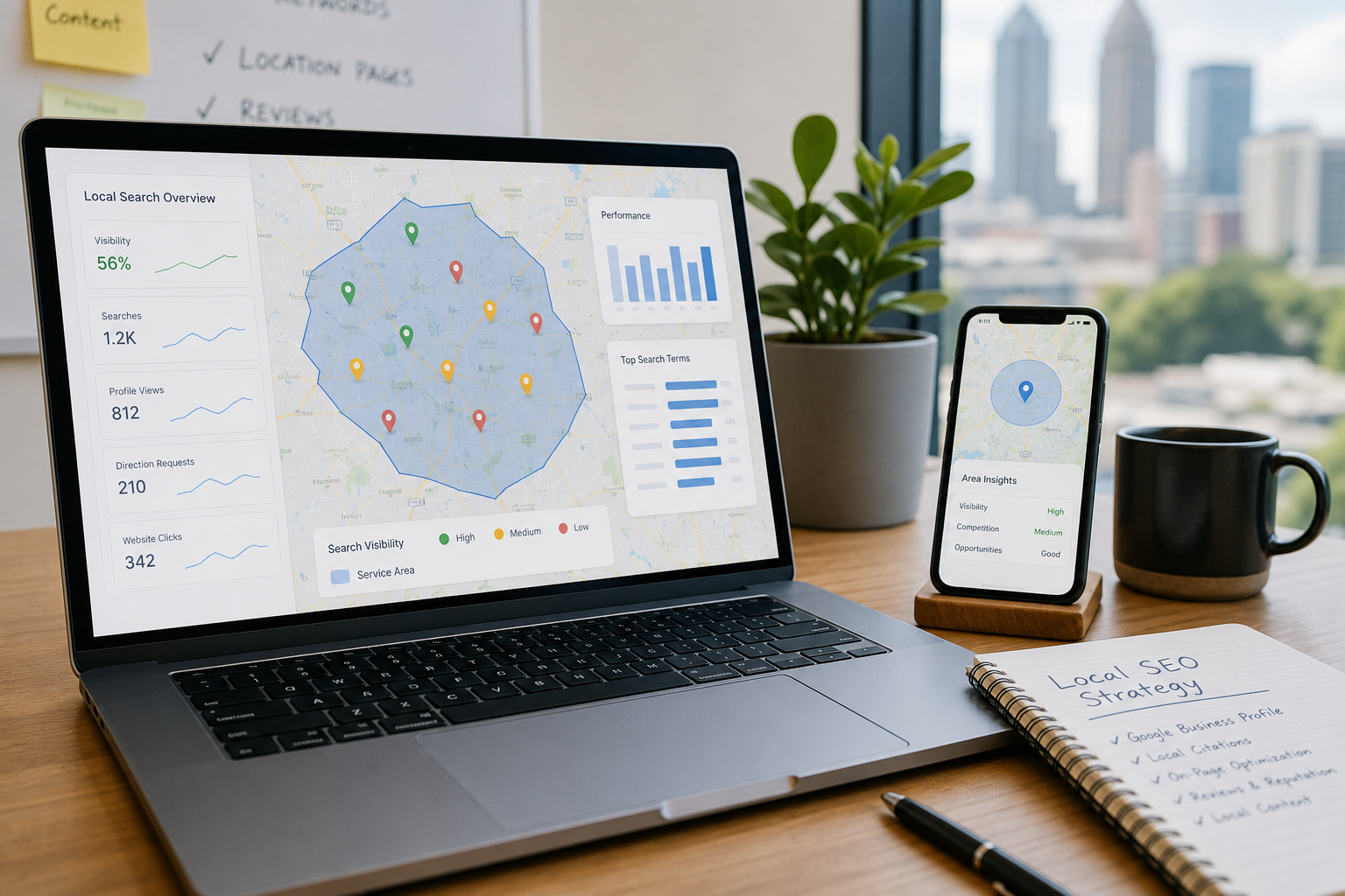 Local SEO service area map and search visibility planning for Atlanta business